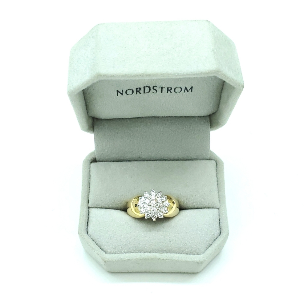 Solid 14k Gold Diamond Cluster Ring 7 - image 3